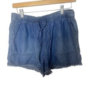 For The Republic Lightweight Tencel Pull-On Shorts Women Sz Small Blue Denim NWT